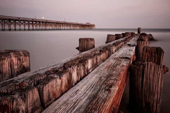 680 second exposure, Pawleys Island Pier and Groin.  Fuji X-E1, at the end of twilight going into full darkness
